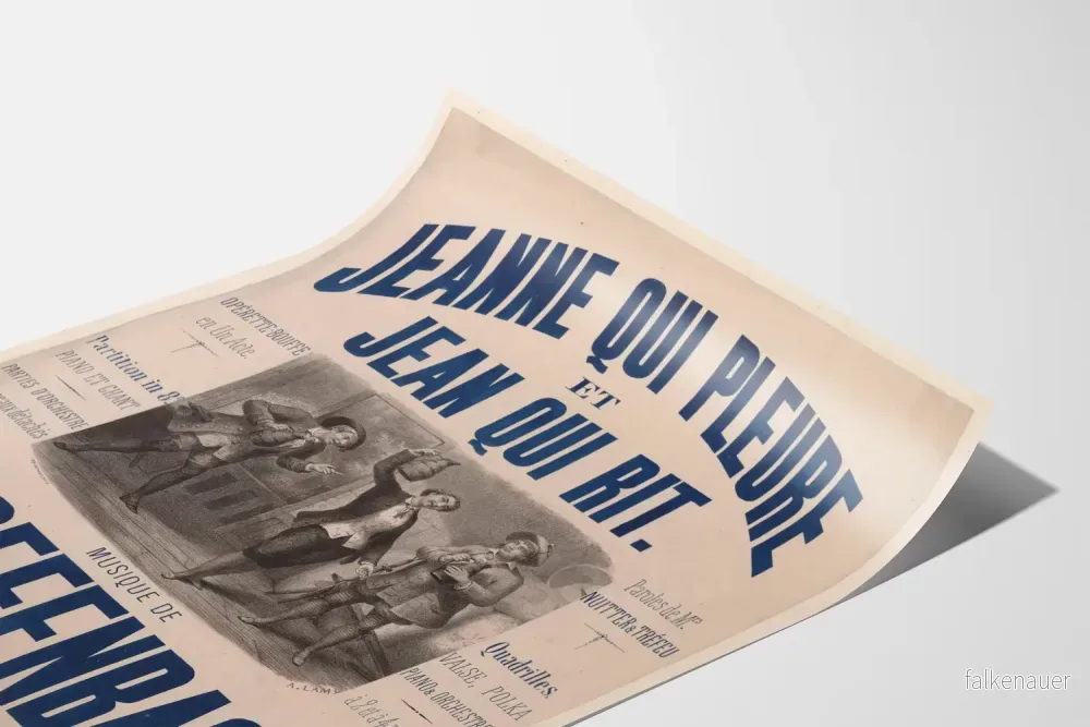 Vintageposter för operett Jeanne som gråter och Jean som skrattar av J. Offenbach - Bild 3