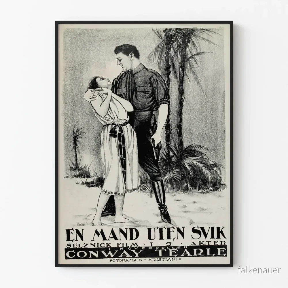 Vintage svartvit filmposter En Mand Uten Svik - Retro filmväggdekoration