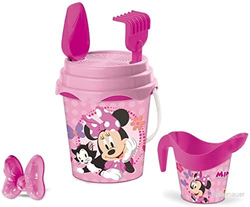Mondo Toys BUCKET set + VATER CAN MINNIE sandhink ø 17 cm med vattenkokare 6 delat strandleksaksset för barn från 3 år, strandset 18833 2000071188339