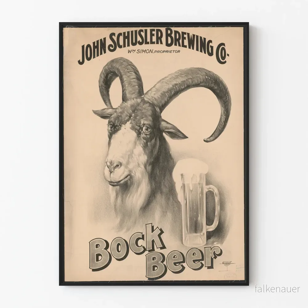 Vintageposter Bock Beer John Schusler Brewing Co