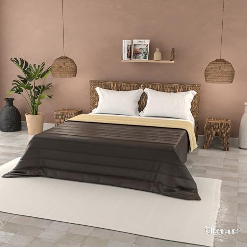 Enfärgad BASIC sommartäcke, Brun/Grädd, 250x240cm 8058575149121