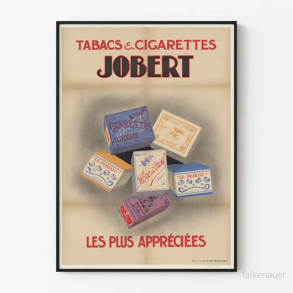 Vintageposter för Tobak & Cigaretter Jobert väggdekoration
