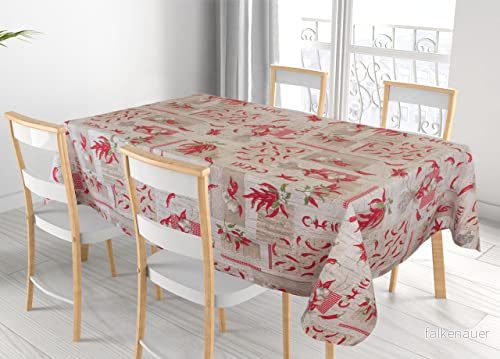BIANCHERIAWEB Bordsduk Bordsskiva - 100% Bomull - Tillverkad i Italien - Drawing Chili - RP 140x140 8056710445107