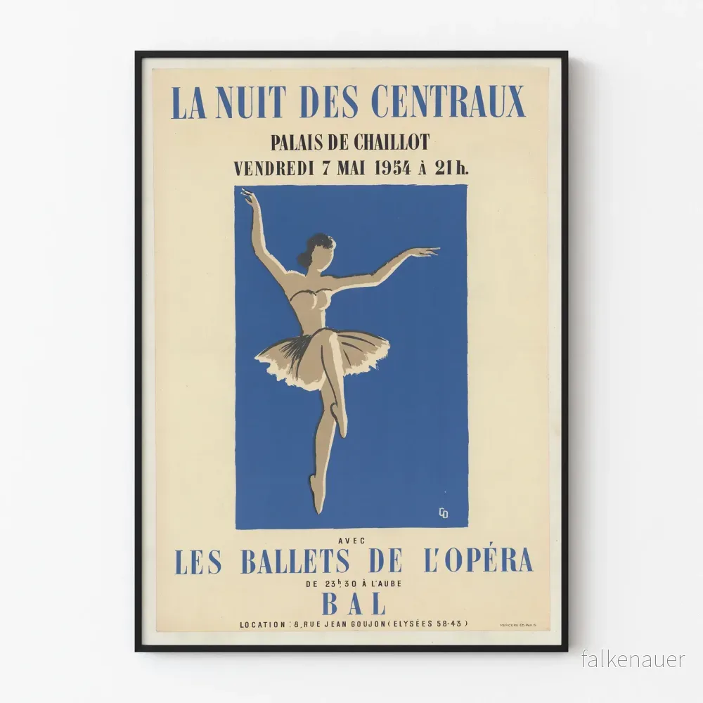 Vintageposter La Nuit des Centraux - Balletter från Operan vid Palais de Chaillot