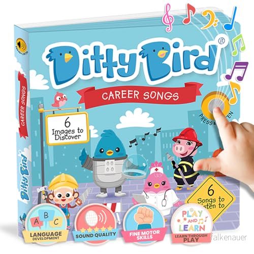 DITTY BIRD Career Songs Ljudbok Bebisleksak med musik och ljud. 6 ljud knappar för att lära sig engelska. Perfekt tvåspråkiga barn från 1 år. 9781838206420