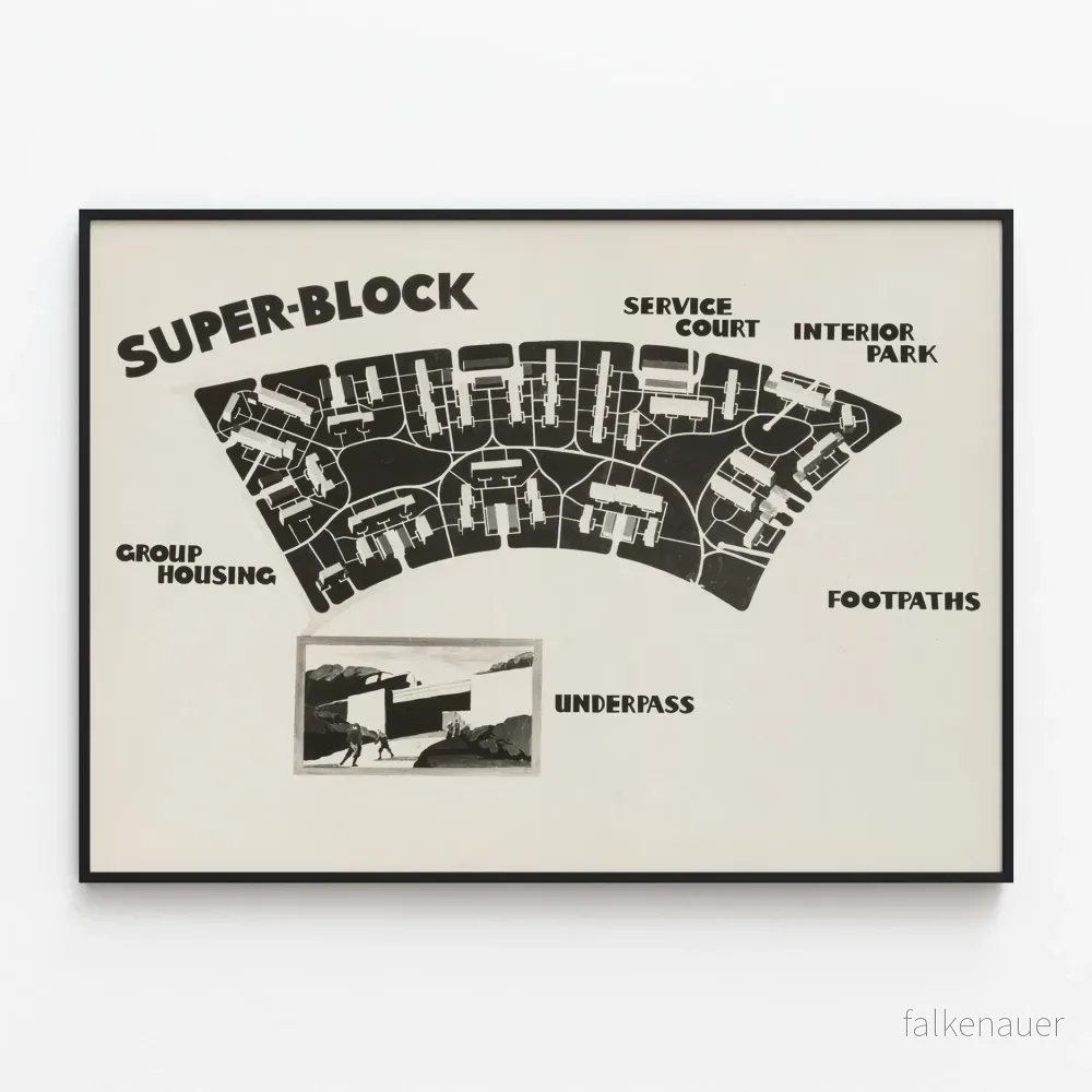 Poster Plan för stadsplanering superblock för väggdekoration