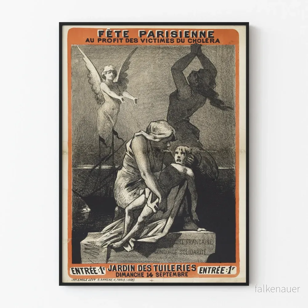 Vintageposter för Parisfest till förmån för kolerans offer