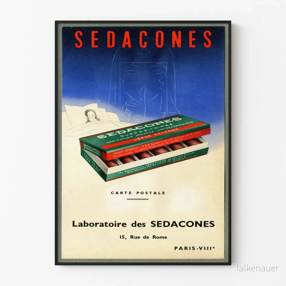 Vintageposter för Sedacones – retro medicinsk väggdekoration