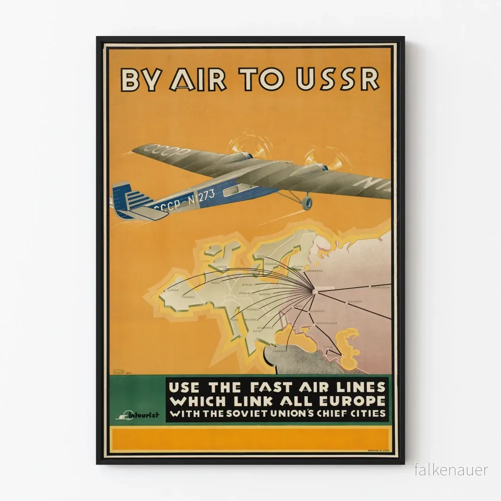 Vintageflygplansposter London-Moskva - Väggdekoration