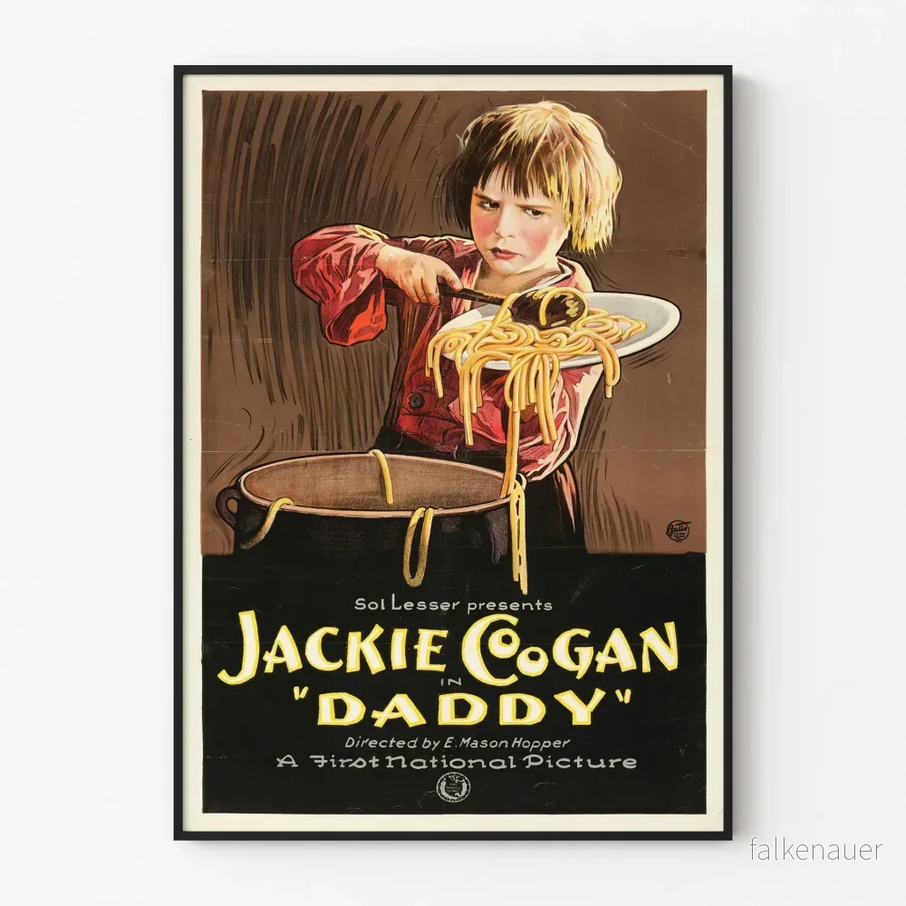 Vintagefilmaffisch Daddy med Barn och Spaghetti