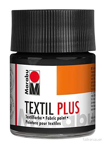 Marabu 17150005073 Textil Plus svart 50 ml, fulltäckande tygfärg för mörka tyger, lämplig tygmålning och tygtryck, kan tvättas i upp till 40 C 4007751056191