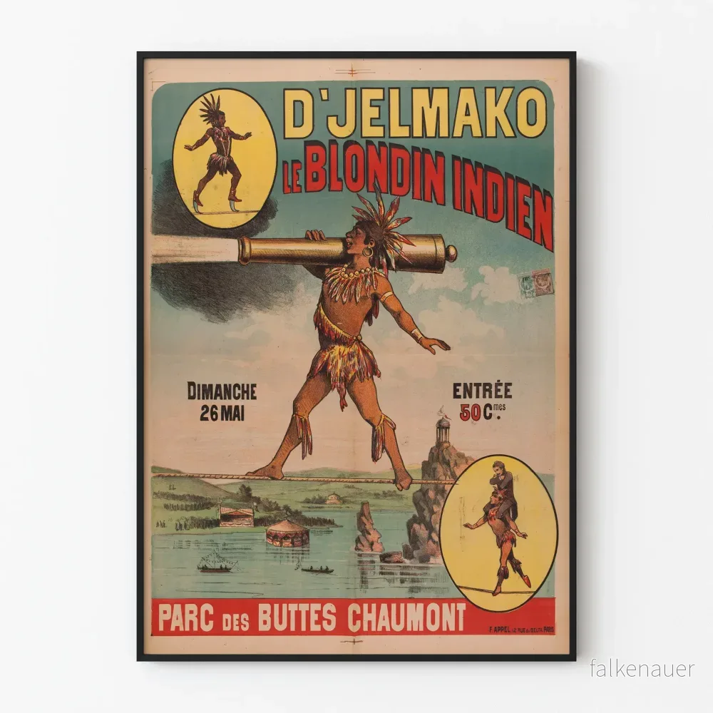 Vintageposter D'Jelmako Le Blondin Indien - Retro väggdekoration