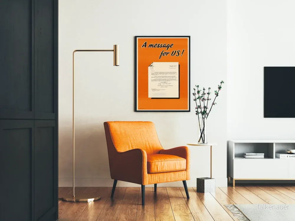 Vintageposter Ett meddelande till USA - Retro väggdekoration i orange färg - Bild 2