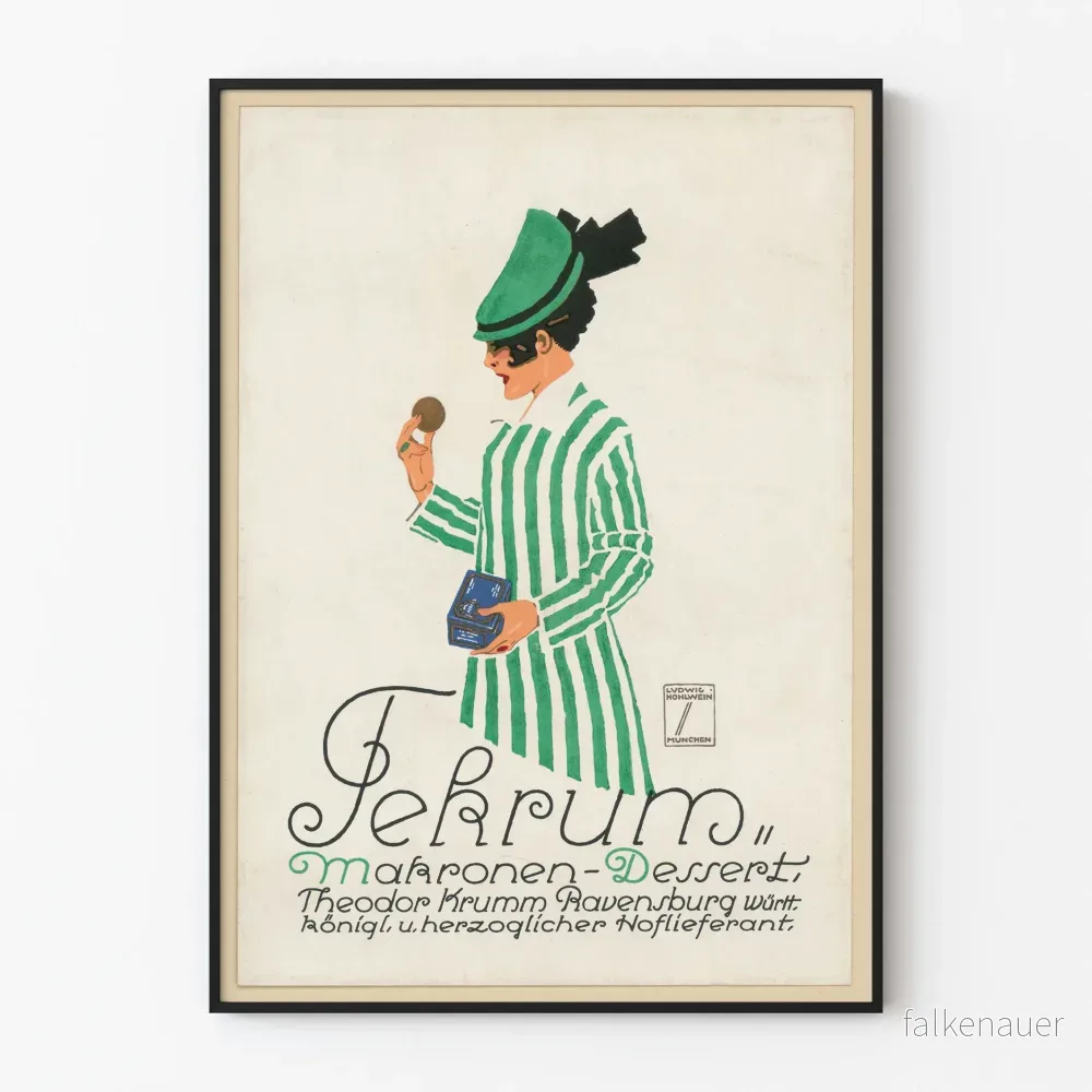 Vintageposter Tekrum Makronen Dessert – Elegant kvinnoillustration