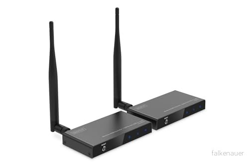 DIGITUS DS 55346 Trådlös HDMI förlängare/HDMI splitter (1:4) Full HD 1080p 60 Hz 100 m räckvidd Set: Sändare & Mottagare Loop Out, IR Infraröd 1.4 HDCP 1.3 4016032496618