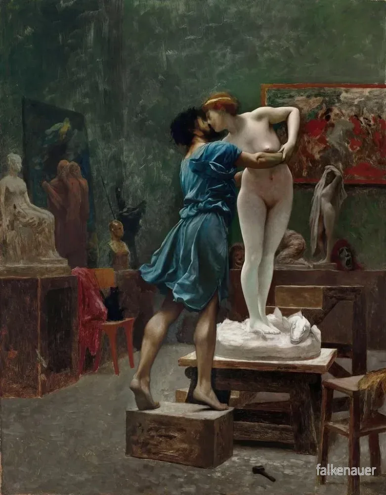 Målning Pygmalion och Galatea (oljemålning) - Jean - Léon Gérôme | Konsttryck - Bild 2