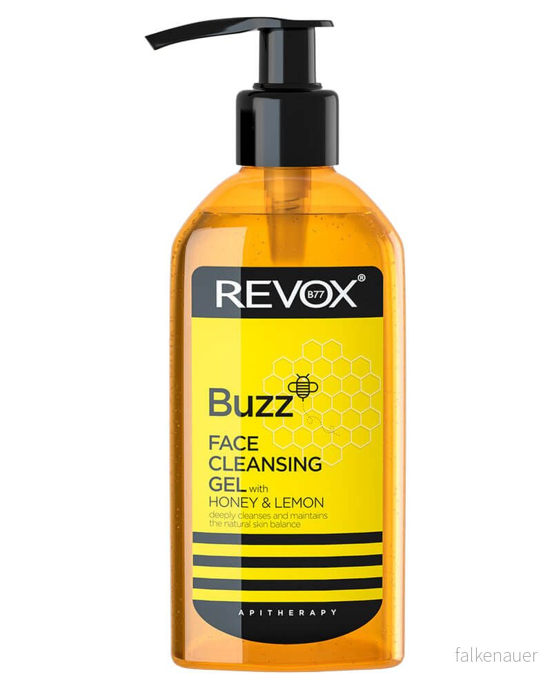 REVOX B77 Buzz Ansiktsrengöringsgel, 180 ml, Med Honung Och Citron, Skonsam Energigivande Rengöring, Näring Till Trött Hud, Jämnar Ut Tonen, Torkar Inte Hyn 5060565103559