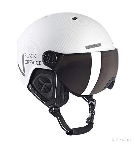 Black Crevice skidhjälm Sölden I med visir pilotstil män och kvinnor snowboardhjälm andningsbar justerbar storlek vit kolmatt/svart, S/M (5457) 9120090700282