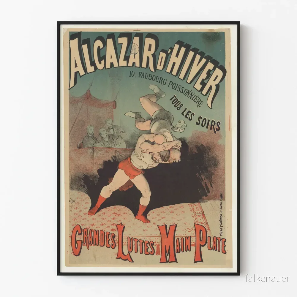 Vintageposter Alcazar d'Hiver Grandes Luttes à Main Plate