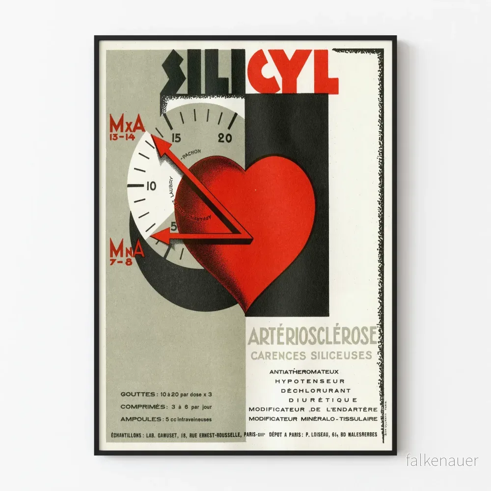 Vintage affisch medicin artärskleros Silicyl Vintage affisch medicin artärskleros Silicyl