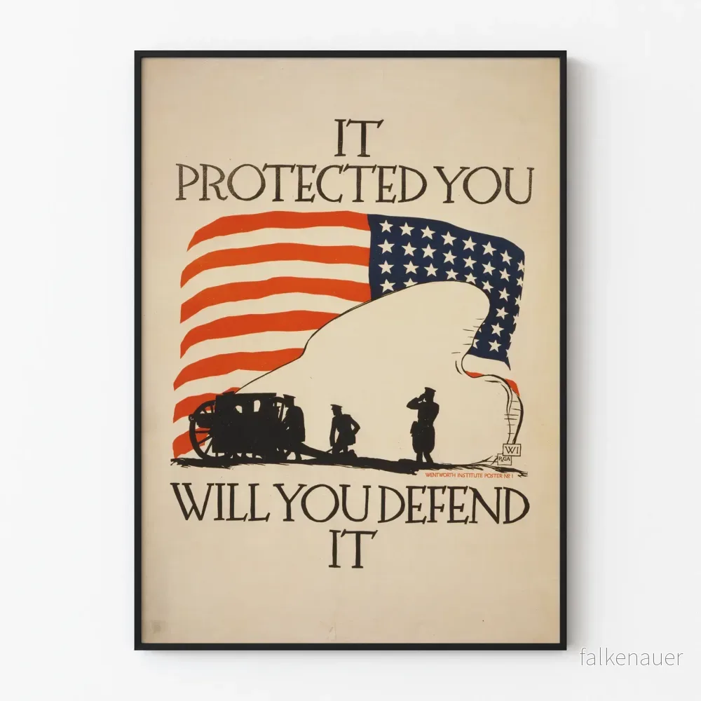 Vintage patriotisk poster - Den skyddade dig, kommer du att försvara den