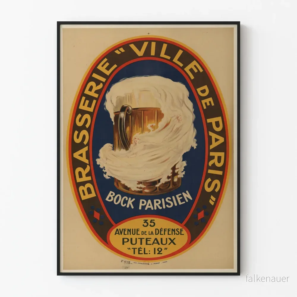 Vintageposter för Brasserie Ville de Paris - Bock Parisien