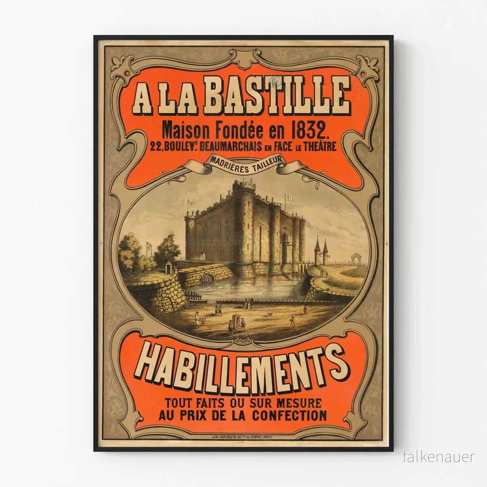 Vintageposter A La Bastille - Retro Parisisk Väggdekoration