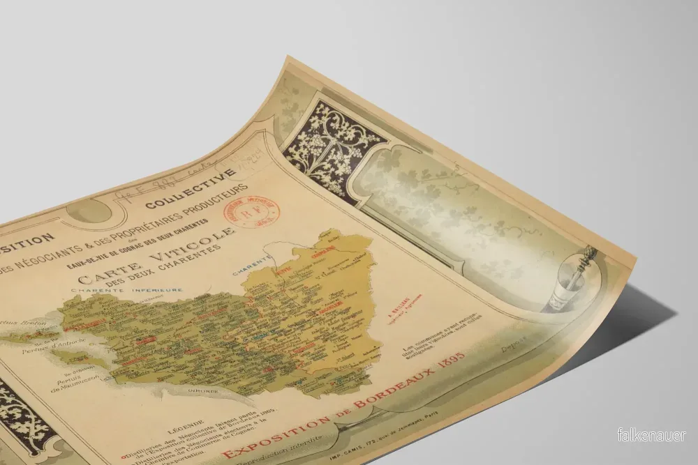 Posterkarta för vinregionen Cognac från de två Charentes - Samlingsutställning 1895 - Bild 2