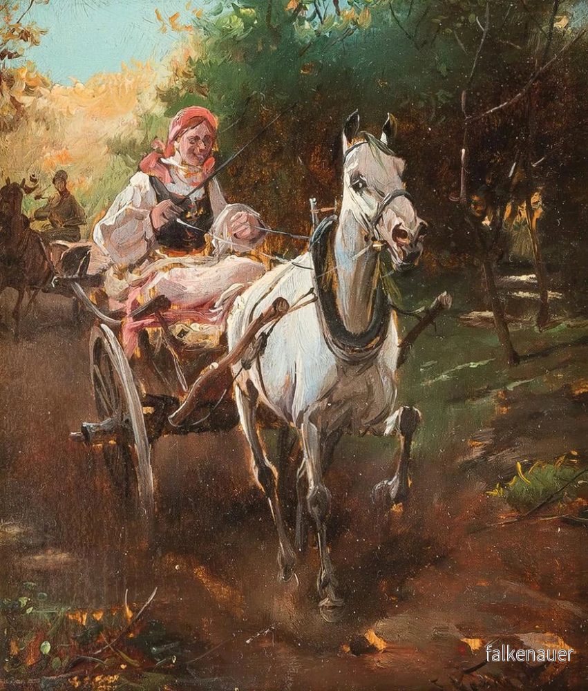 Målning av landsbygdskvinna på sulky - Alfred von Wierusz-Kowalski | Konsttryck - Bild 2