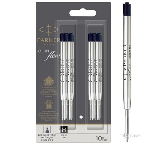 Parker Kulspetspennpåfyllningar Medium Point Svart QuinkFlow-bläck 10 st. 3026981191534