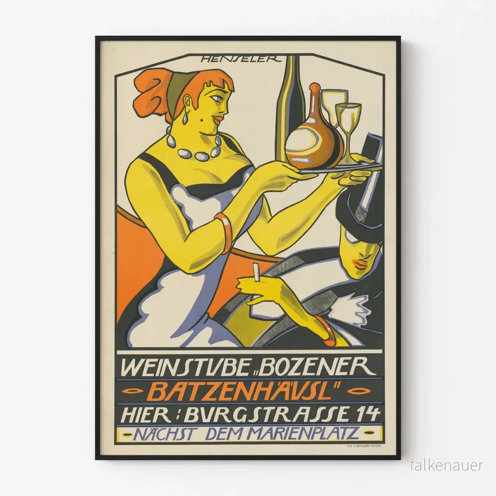 Vintage dekorativ poster Weinstube Bozener Batzenhäusl