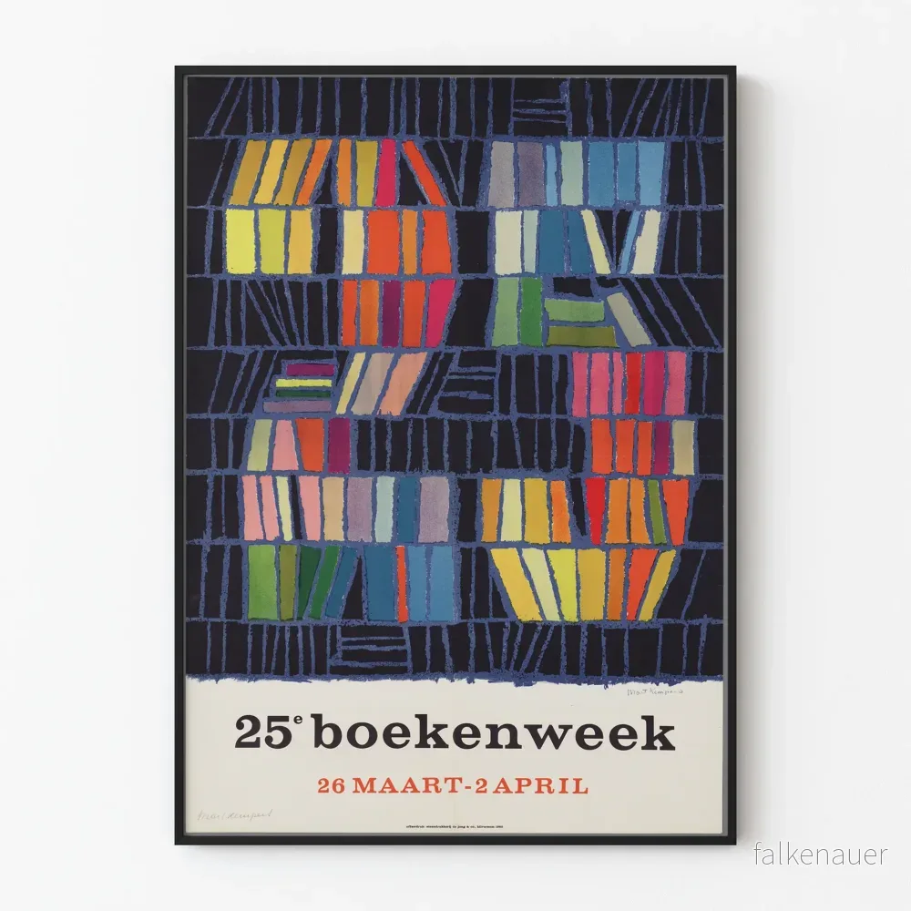 Dekorativ poster för 25:e Boekenweek 1960 – Vintage biblioteksposter i färg Dekorativ poster för 25:e Boekenweek 1960 – Vintage biblioteksposter i färg