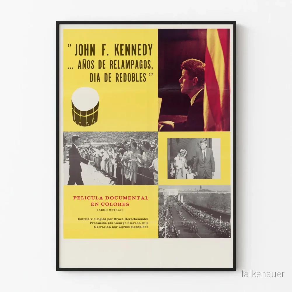 Vintage dokumentärposter av John F. Kennedy i färg