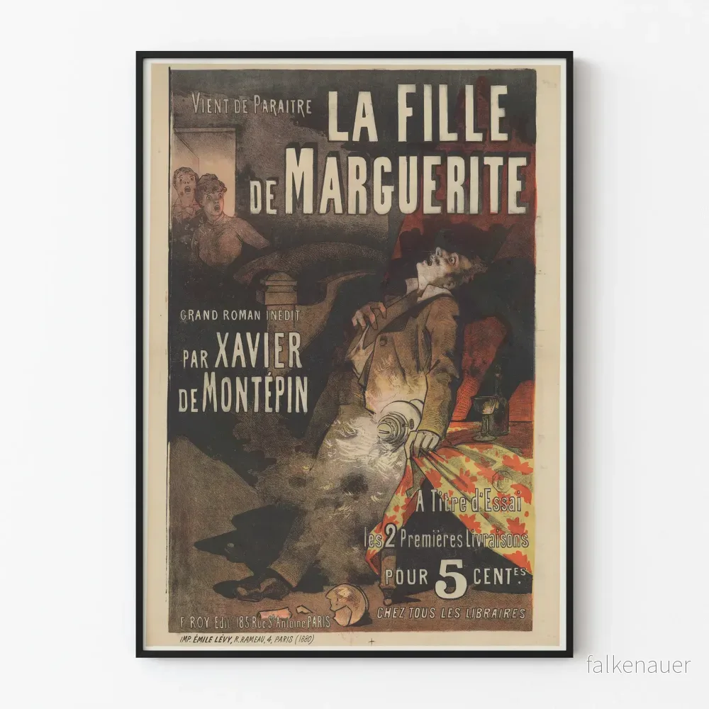 Vintageposter La Fille de Marguerite - Retro väggdekoration