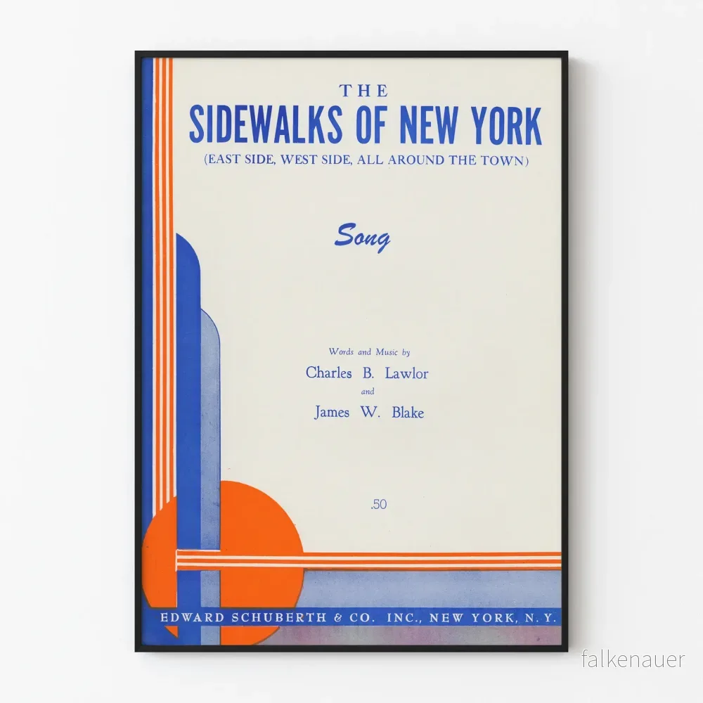 Vintageposter The Sidewalks of New York - Retro väggdekoration med musiktema