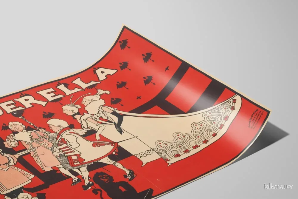 Vintageposter med askungen som dekorativt motiv i rött och svart - Bild 2