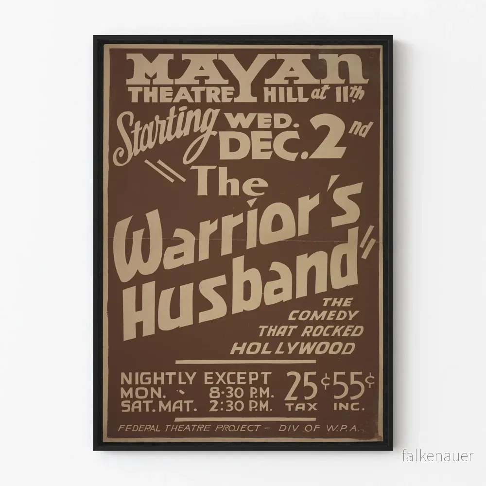 Vintageaffisch Teater The Warrior's Husband 1930-talet