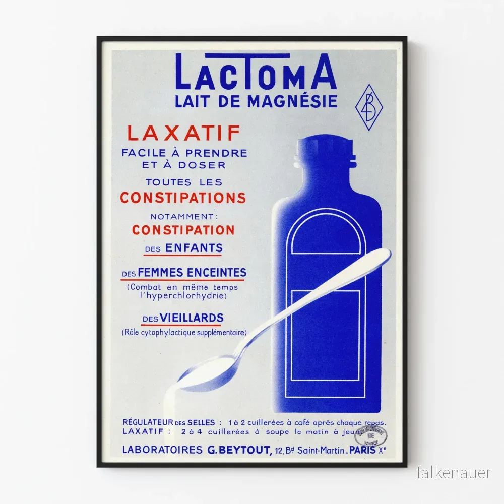 Vintageposter Lactoma Laxativ – Retro väggdekoration för hälsa
