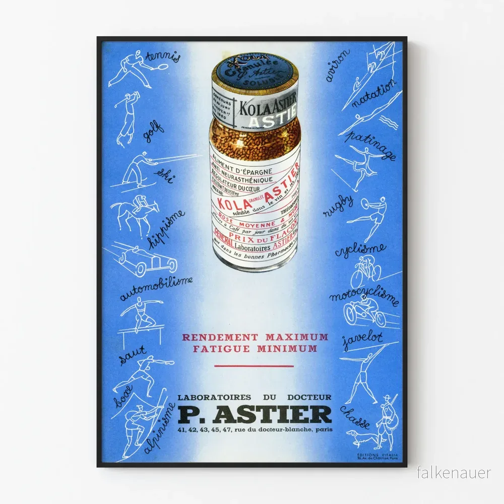 Vintageposter Kola Astier - Väggdekoration sport och energi
