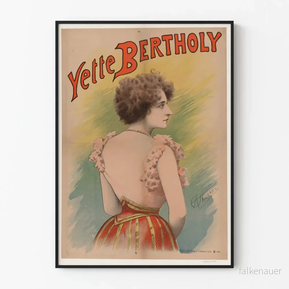 Vintage affisch Yette Bertholy kvinnoporträtt