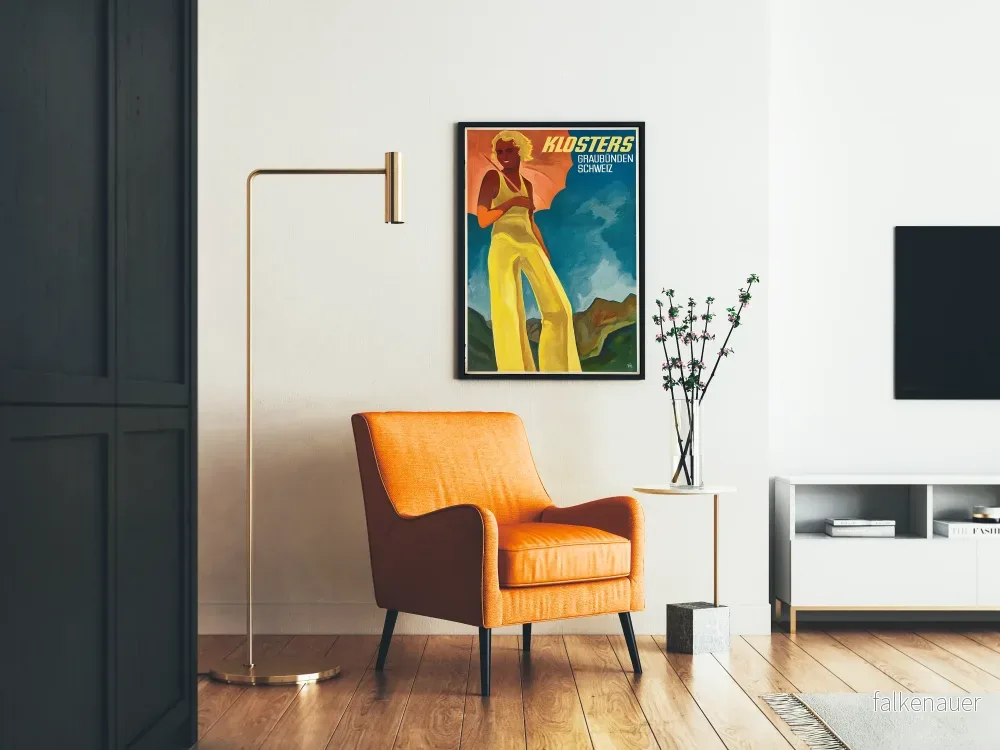 Vintageposter Klosters Schweiz - Retro väggdekoration Graubünden - Bild 2