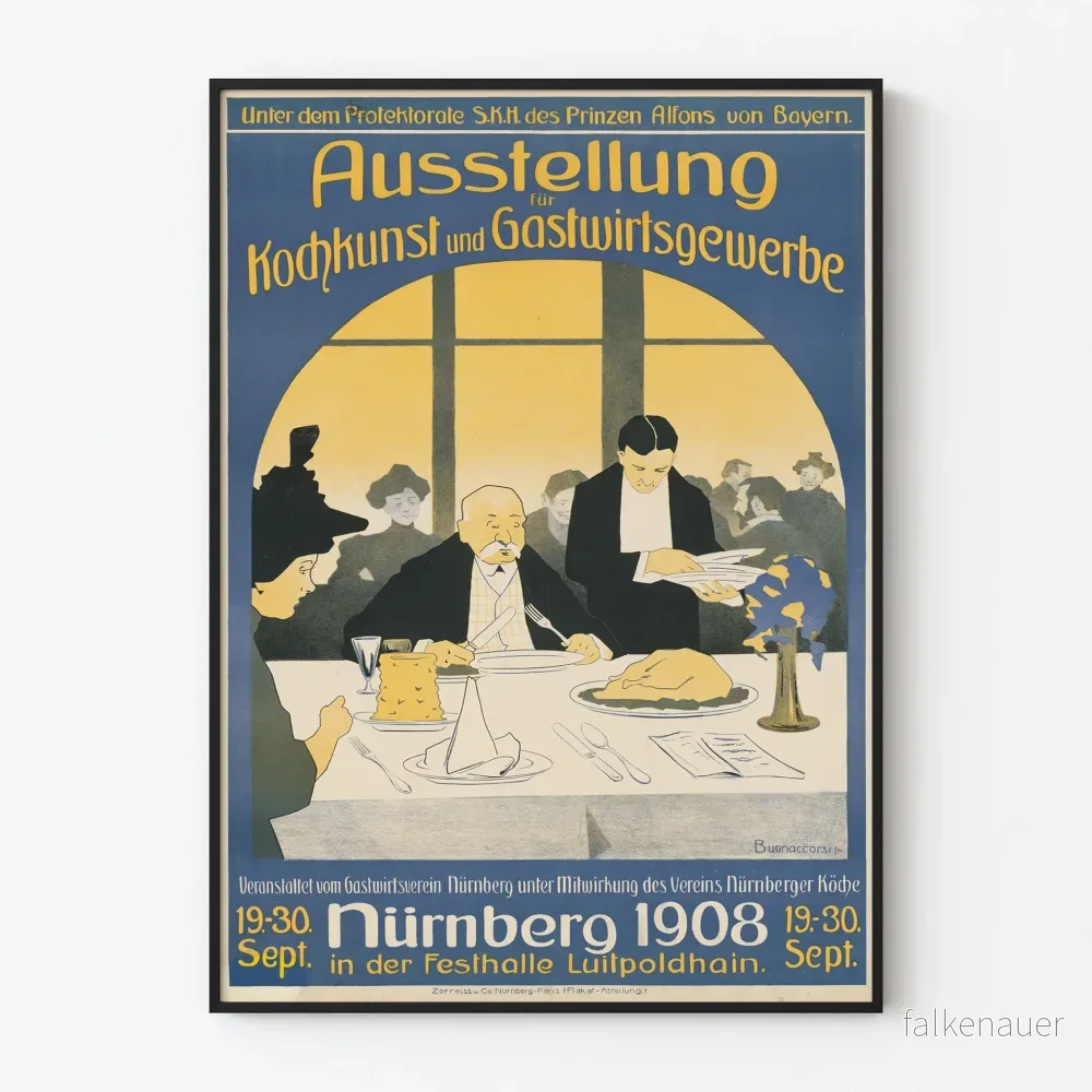 Vintageposter för Expo av Köks- och Hotellbranschen Nürnberg 1908 Vintageposter för Expo av Köks- och Hotellbranschen Nürnberg 1908