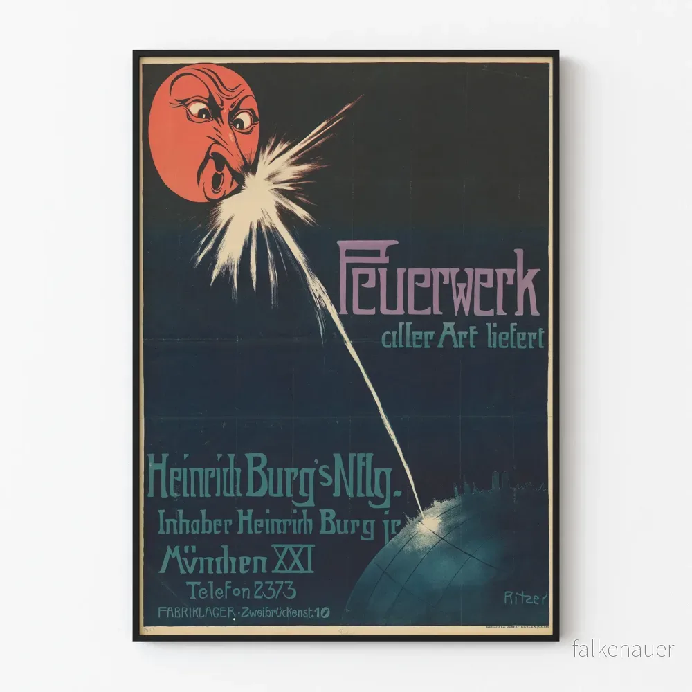 Vintageaffisch Feuerwerk för originell väggdekoration