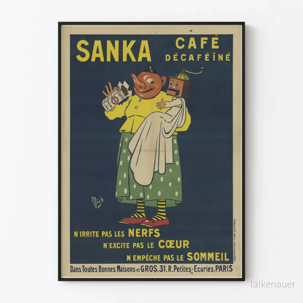 Vintage café avkopplad Sanka poster för väggdekoration i retrostil