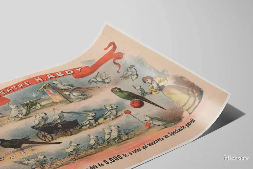 Vintageaffisch för teatern H. Abdy med dansande papegojor - Bild 2