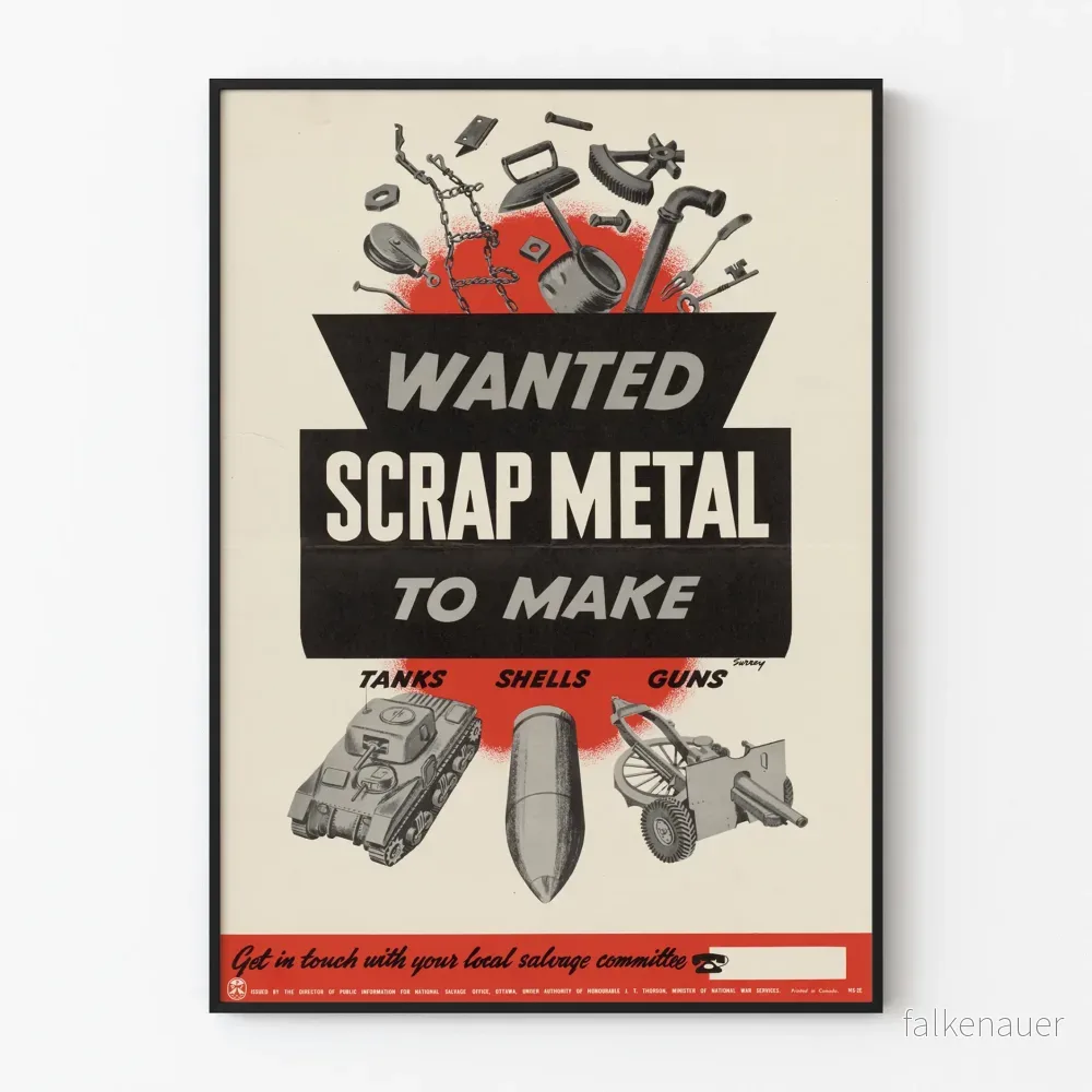 Vintageposter Wanted Scrap Metal för väggdekoration Artem Legrand Vintageposter Wanted Scrap Metal för väggdekoration Artem Legrand