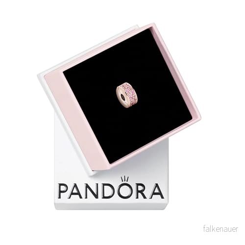 PANDORA Rosafarbener Pavé Clip in 14 Karat rosévergoldeter Metalllegierung mit Cubic Zirkonia Moments Collection 5700302593877