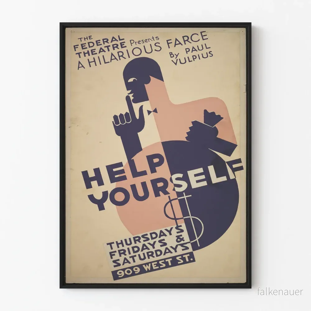 Vintage teaterposter Help Yourself - Väggdekoration Art Déco