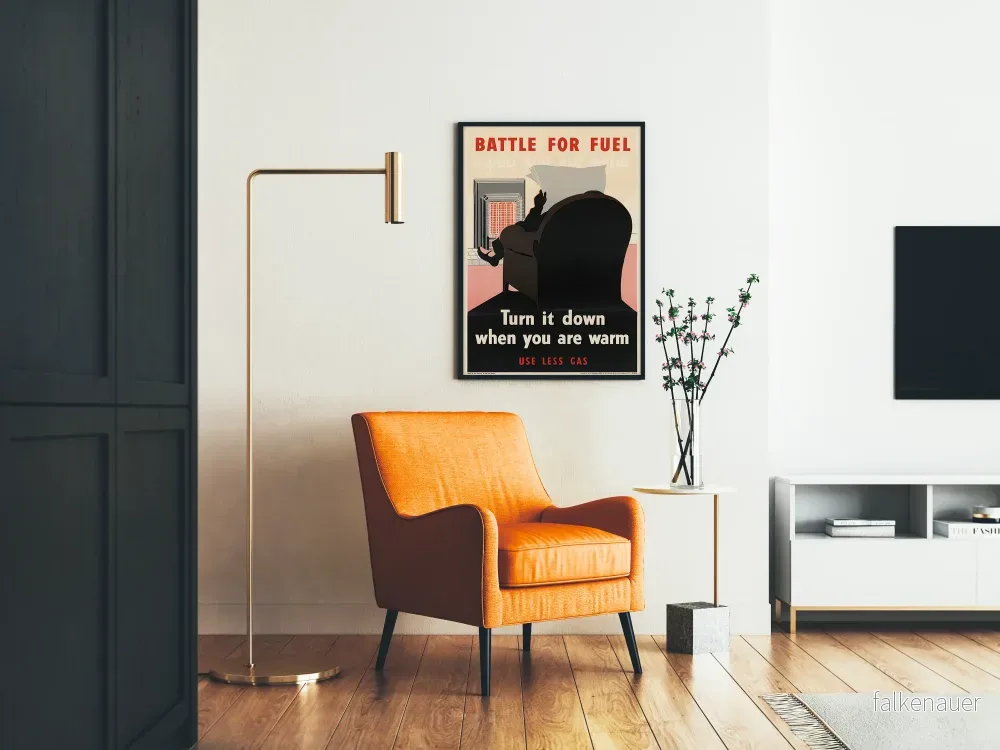 Retroposter Battle for Fuel - Spara på gasen genom att sänka värmen - Bild 2
