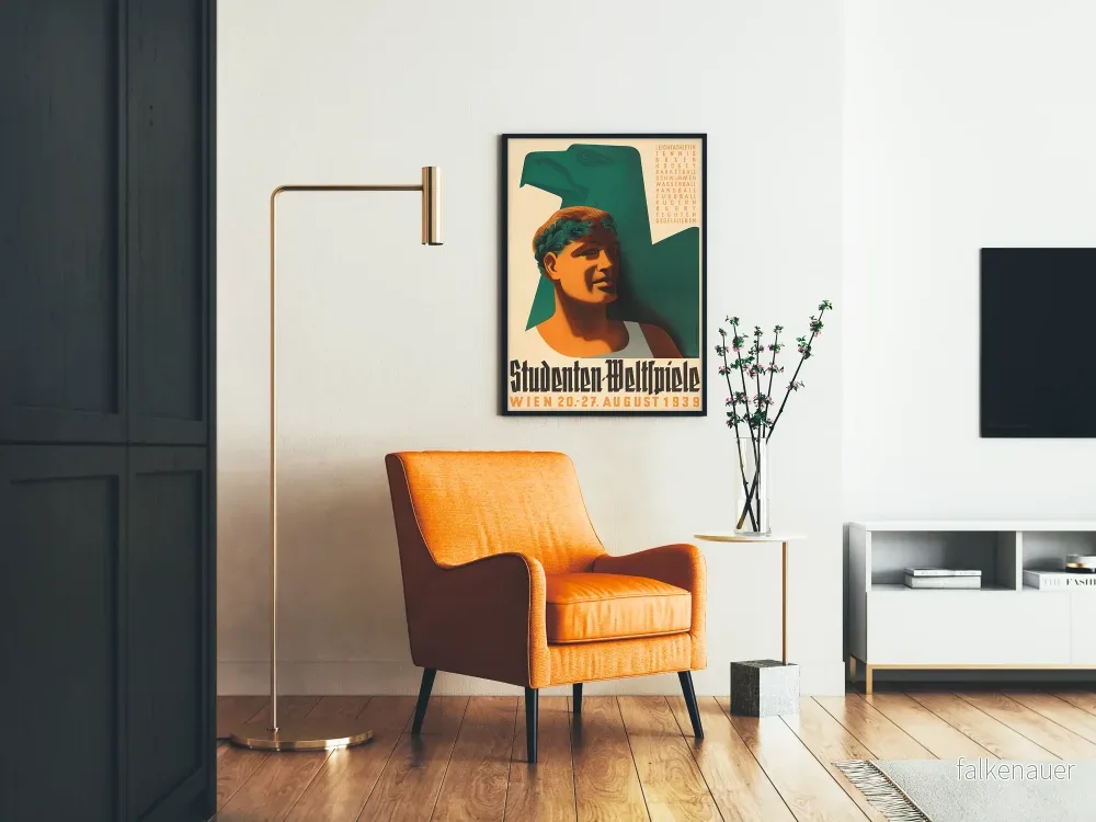 Vintageposter Studenten Weltspiele 1939 – Sportig retro väggdekoration - Bild 2